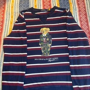 Polo by Ralph Lauren Navy and Red Striped Long Sleeve Tee